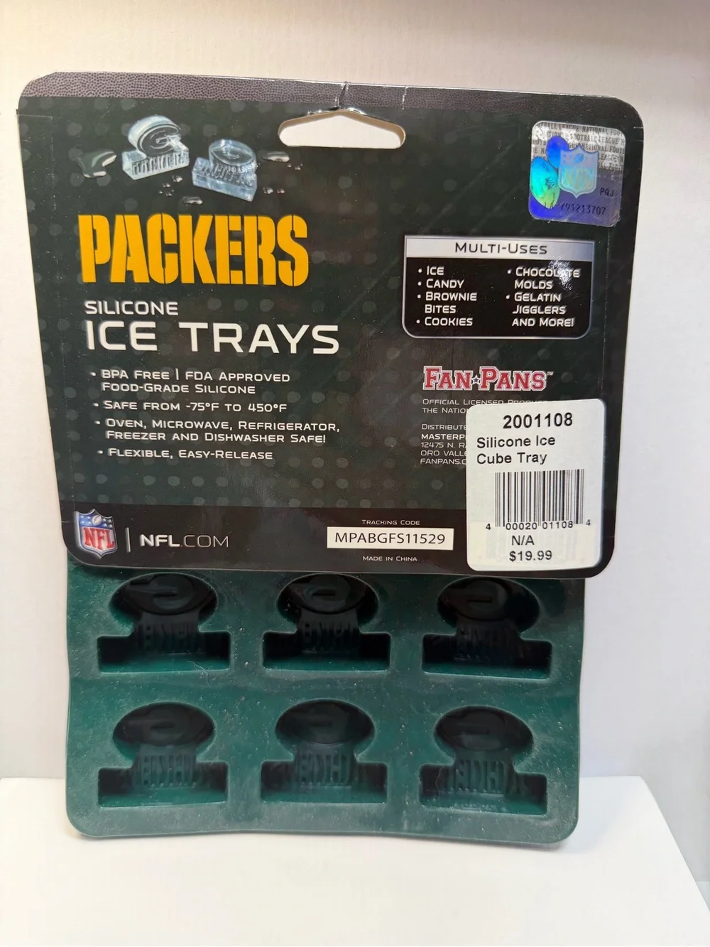 Green Bay Packers NFL Silicone Ice Trays Set of 2 Fan Pans BPA Free NWT